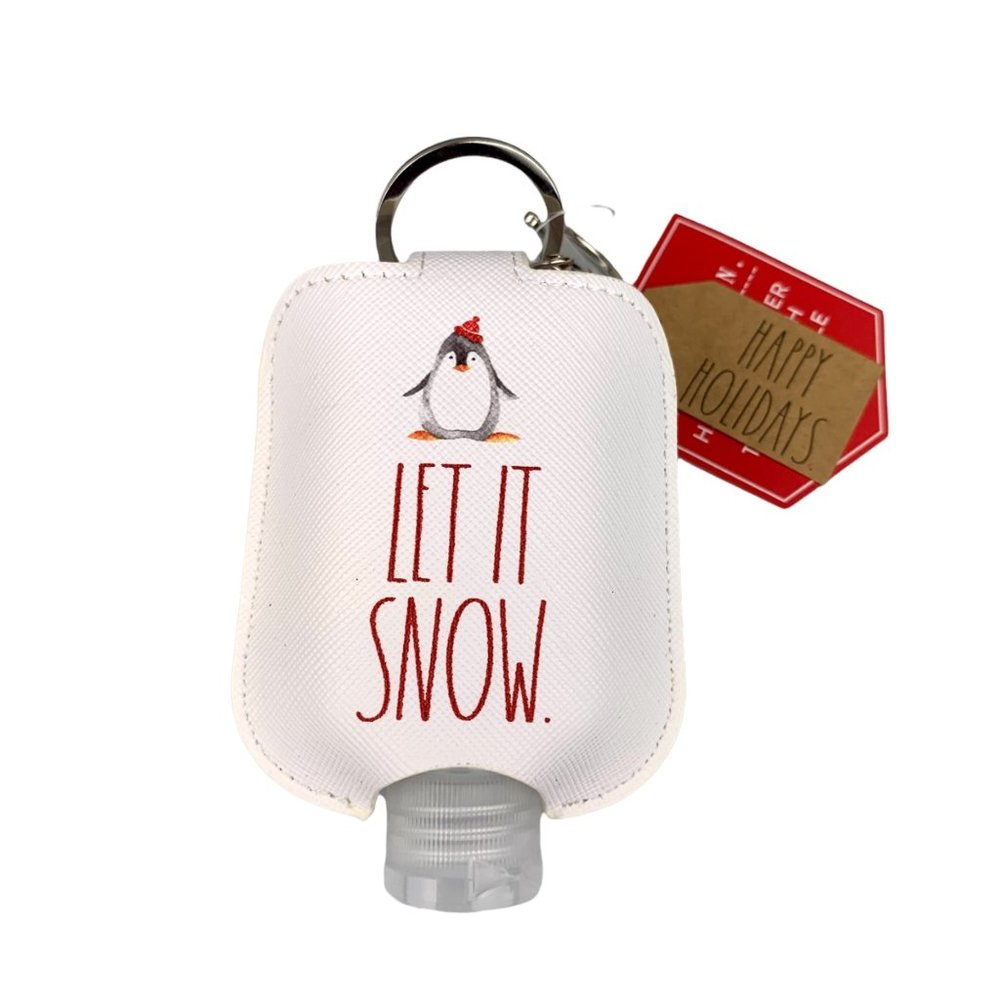 Rae Dunn Keychain Hand Sanitizer Holder with Travel Bottle Let It Snow Penguin